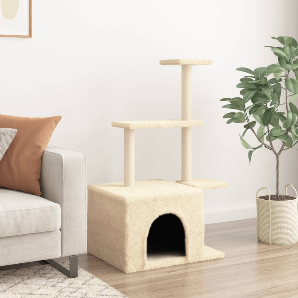 Vidaxl Cat Miwwel mat Sisal kraazt Posts 110 cm Crème faarweg
