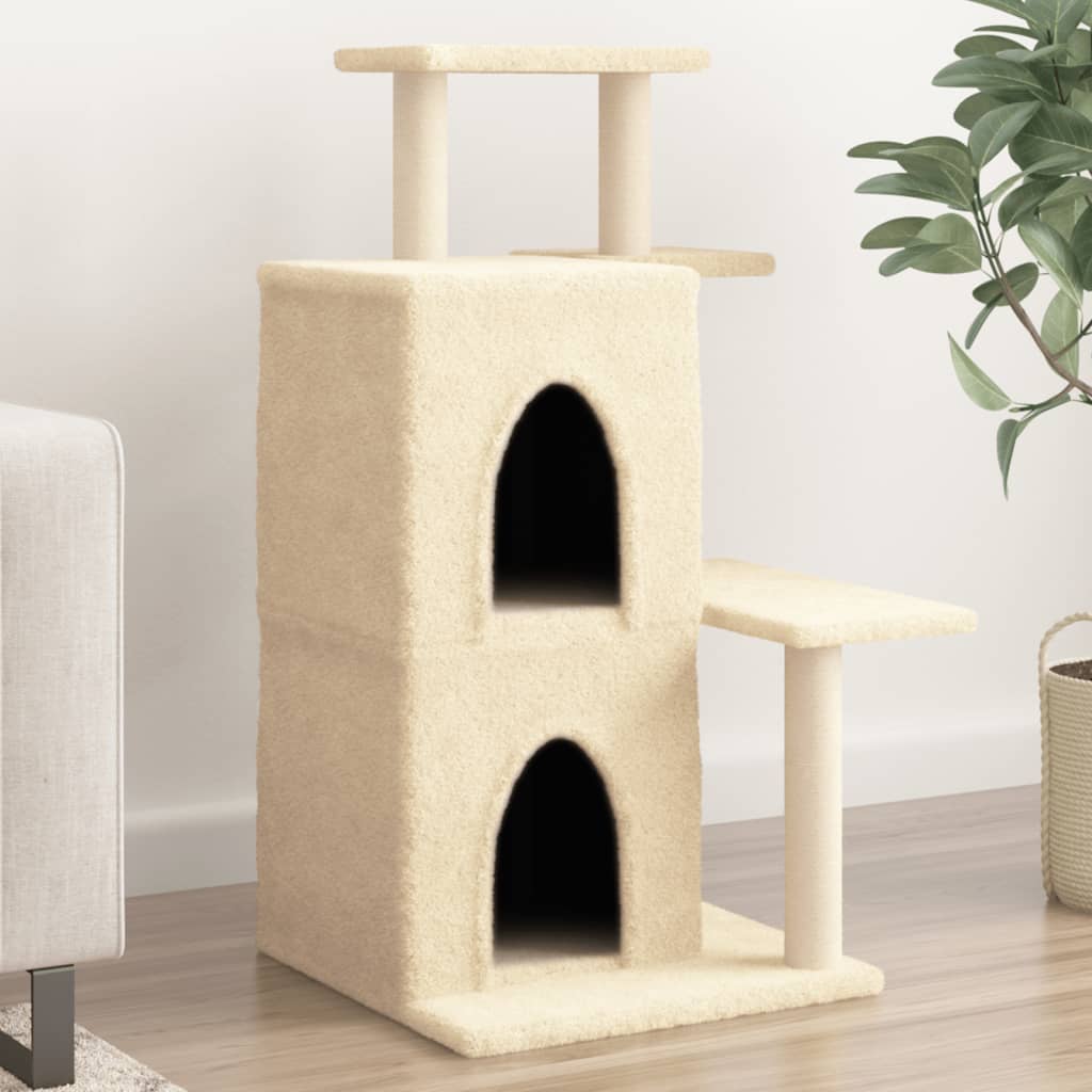 VidaXL cat furniture with sisal scratching posts 97 cm cream -colored