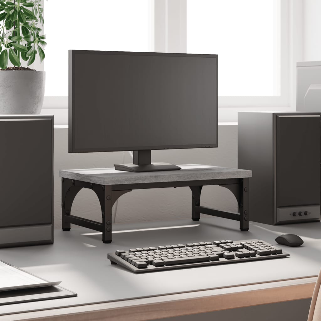 Vidaxl Monitor Standard 37x23x14 cm Zpracované dřevo šedý sonoma dub