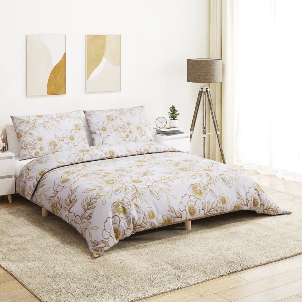 Vidaxl nuvial overray set 240x220 cm algodón blanco y marrón