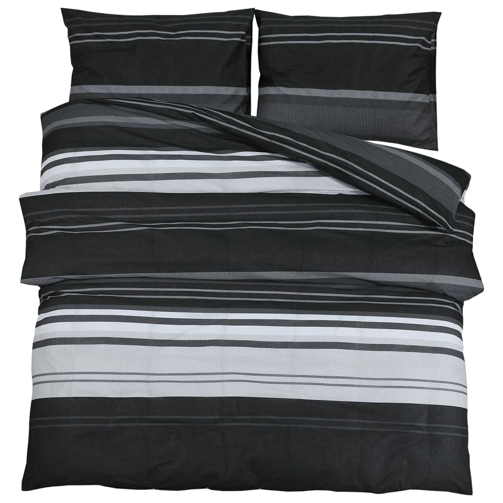 Vidaxl Duvet Crossing Set 200x200 cm Baumwollschwarz und Weiß