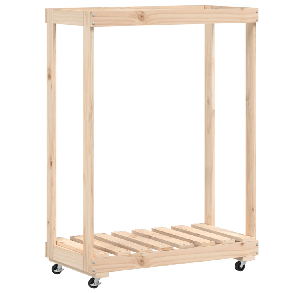 VidaXL wood block holder with wheels 76.5x40x108 cm solid pine