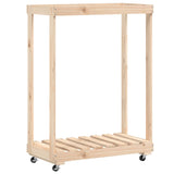 VidaXL wood block holder with wheels 76.5x40x108 cm solid pine