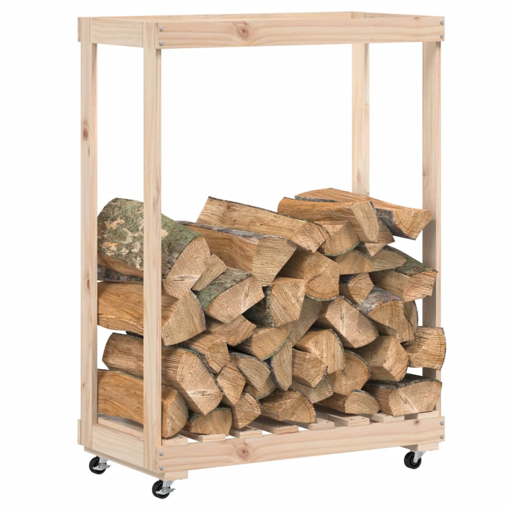 VidaXL wood block holder with wheels 76.5x40x108 cm solid pine