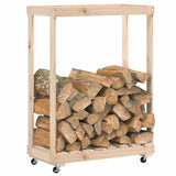 VidaXL wood block holder with wheels 76.5x40x108 cm solid pine