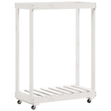 VidaXL wood block holder with wheels 76.5x40x108 cm solid pine white white