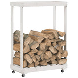 VidaXL wood block holder with wheels 76.5x40x108 cm solid pine white white