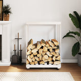 VidaXL wood block holder with wheels 76.5x40x108 cm solid pine white white