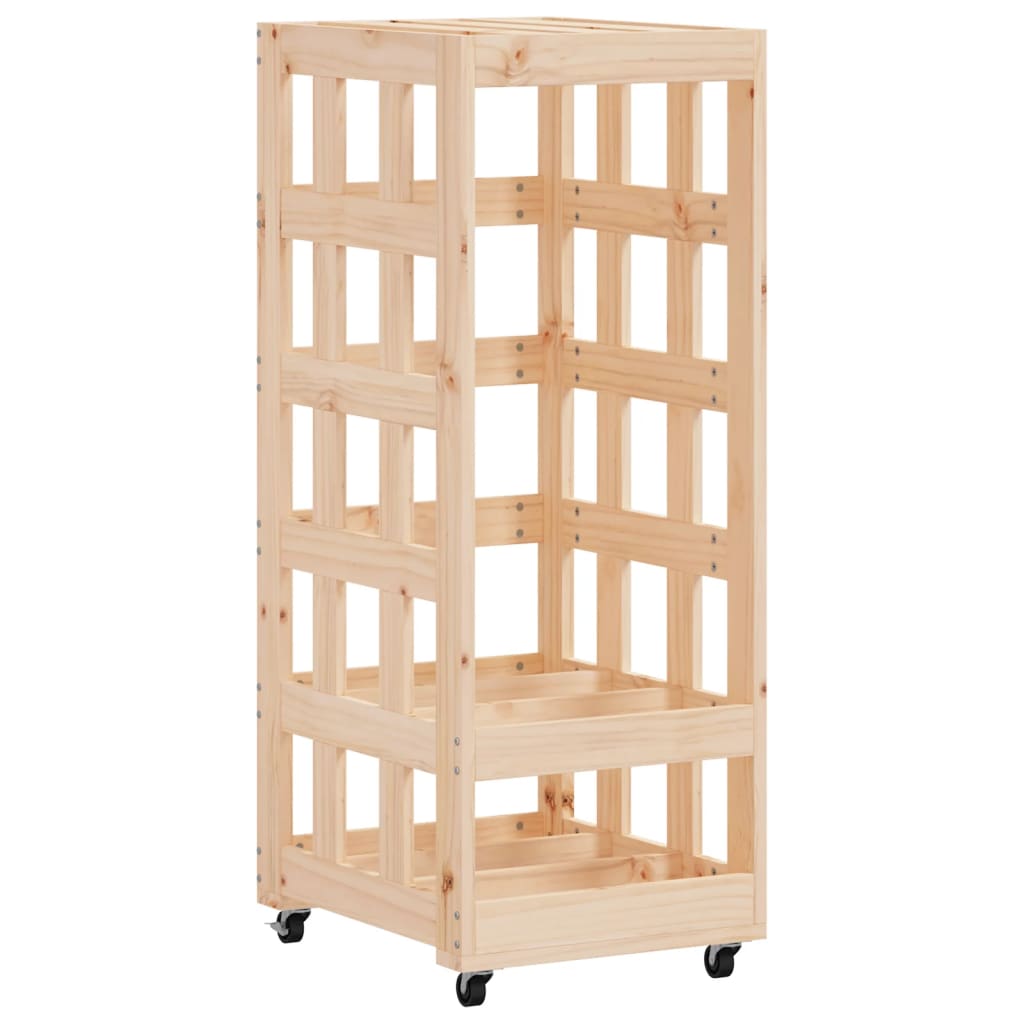 VidaXL wood block holder with wheels 40x49x110 cm solid pine