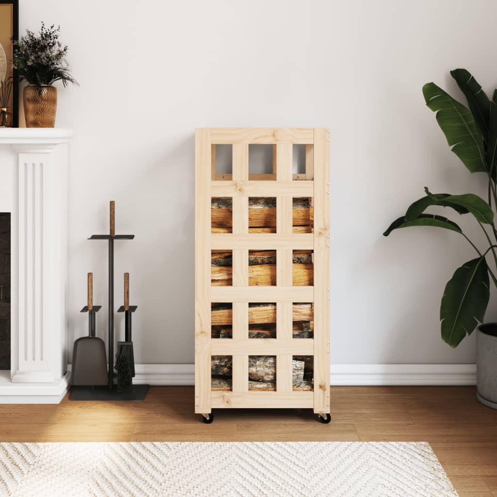 VidaXL wood block holder with wheels 40x49x110 cm solid pine