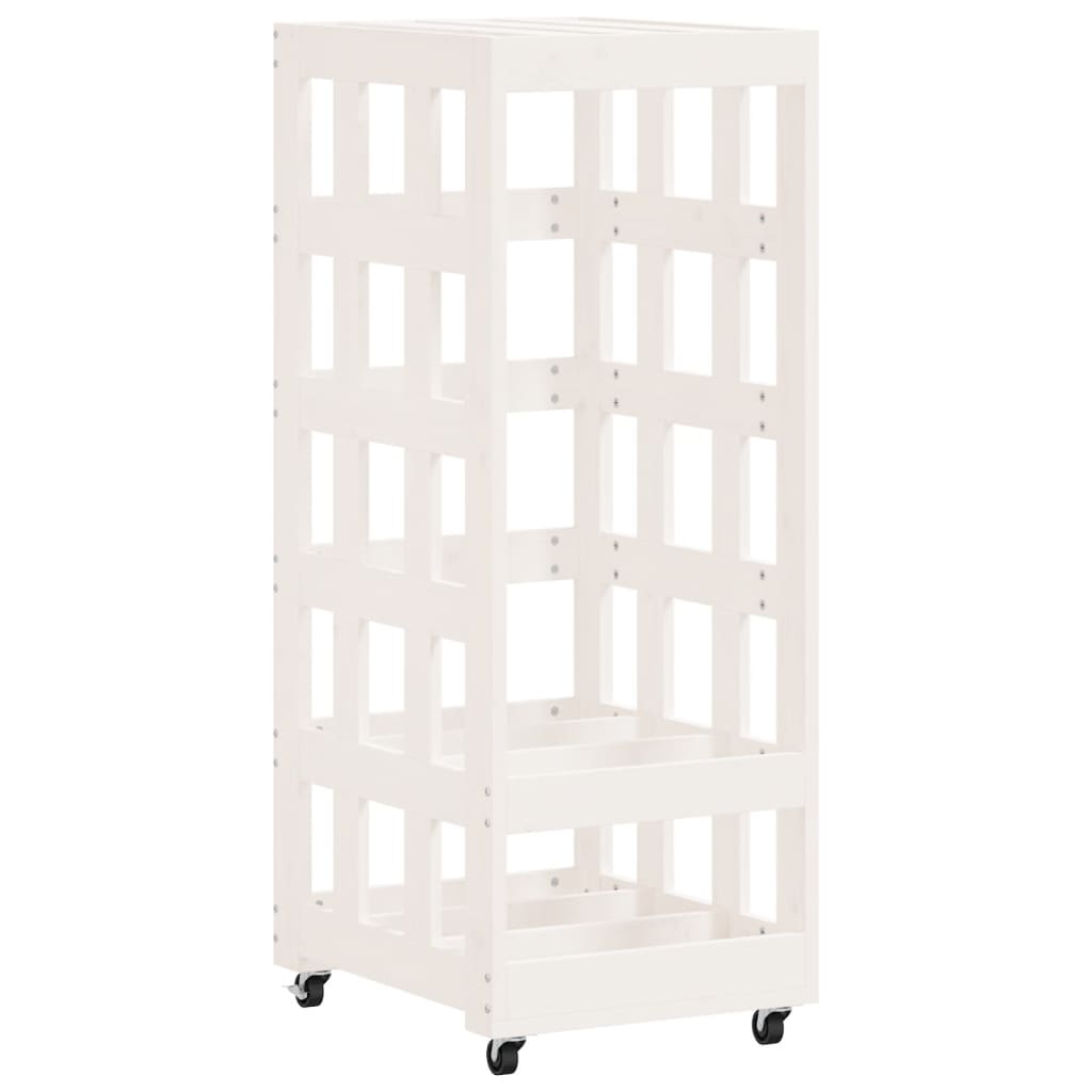 VidaXL wood block holder with wheels 40x49x110 cm solid pine white white