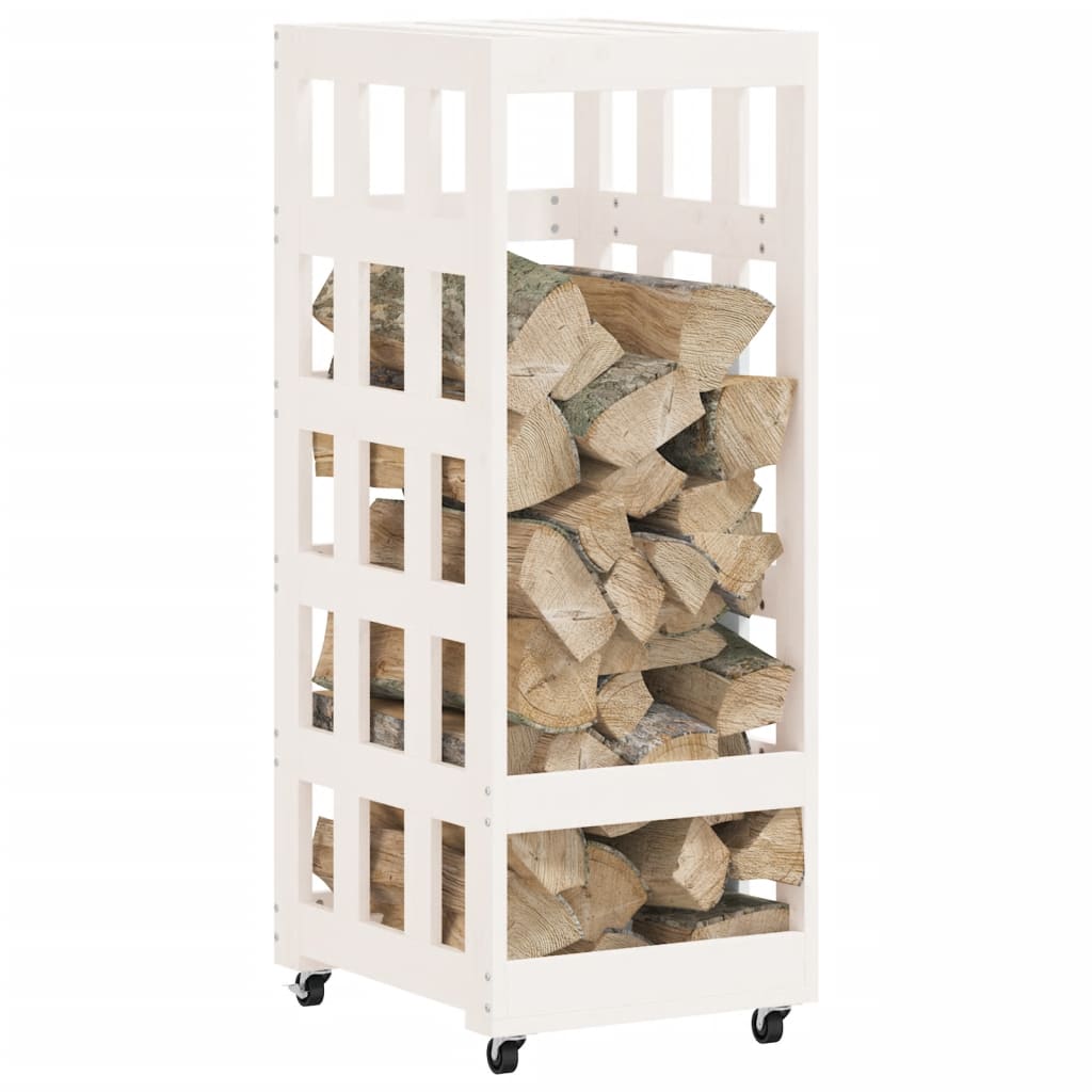 VidaXL wood block holder with wheels 40x49x110 cm solid pine white white