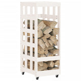 VidaXL wood block holder with wheels 40x49x110 cm solid pine white white