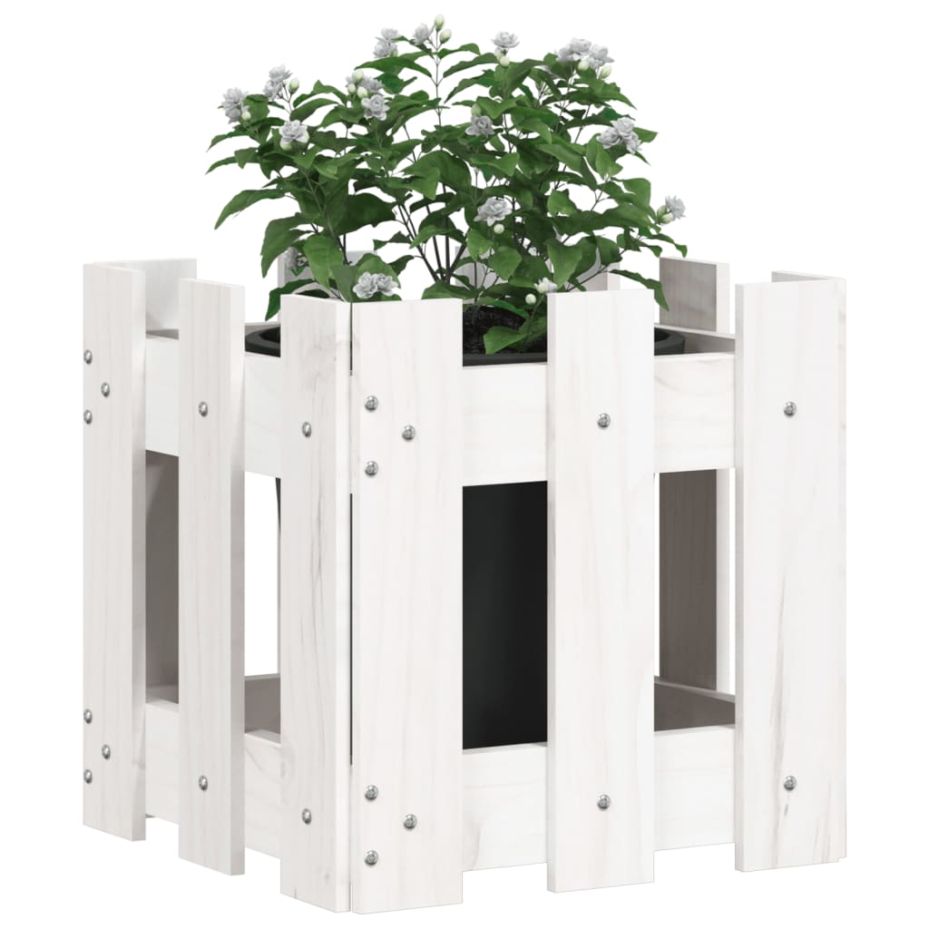 Plánovací box Vidaxl s oplocením 30x30x30 cm pevná borovice bílá