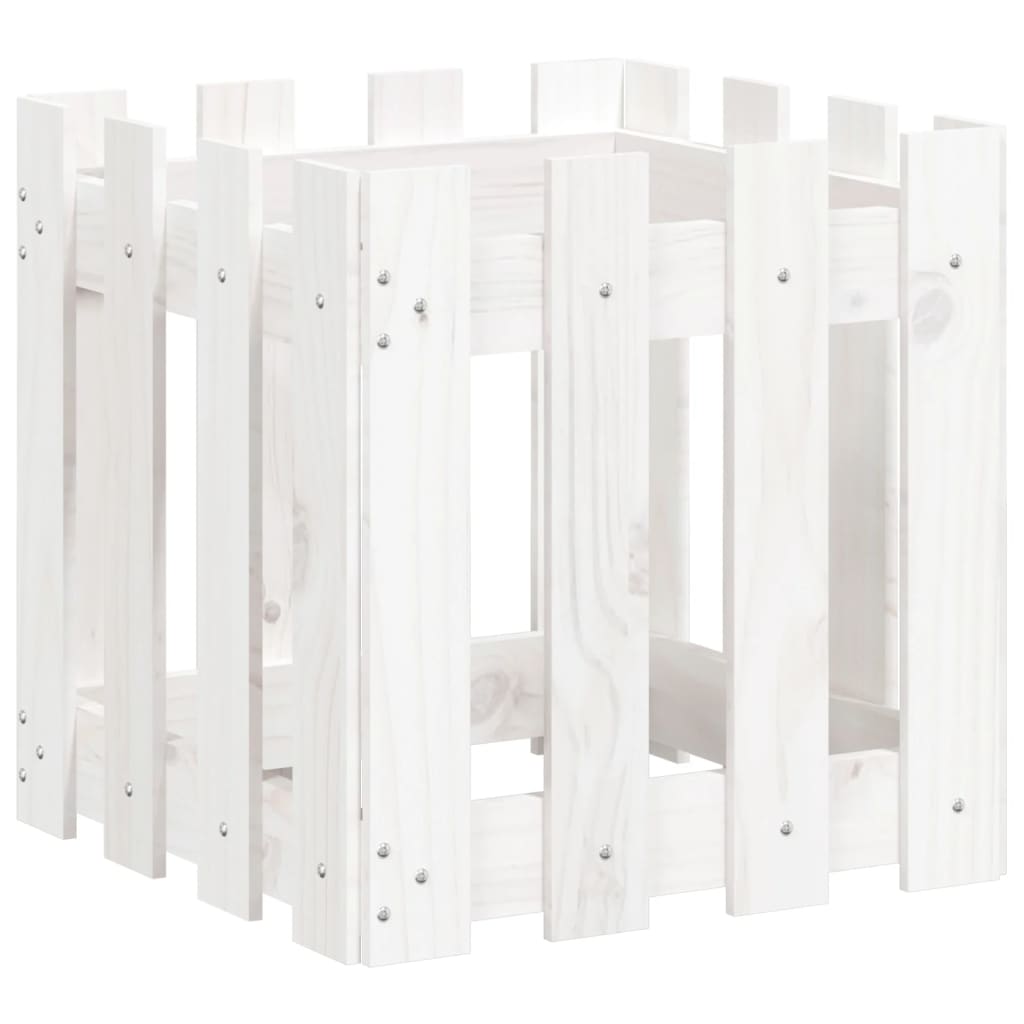 Vidaxl Planning box with fence design 40x40x40 cm Solid pine white