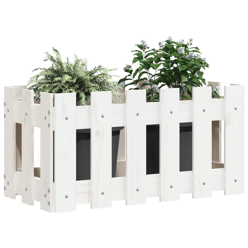 Vidaxl Planning box with fencing 60x30x30 cm Solid pine white