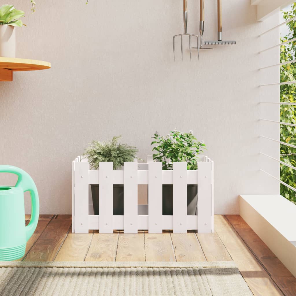 Vidaxl Planning box with fencing 60x30x30 cm Solid pine white