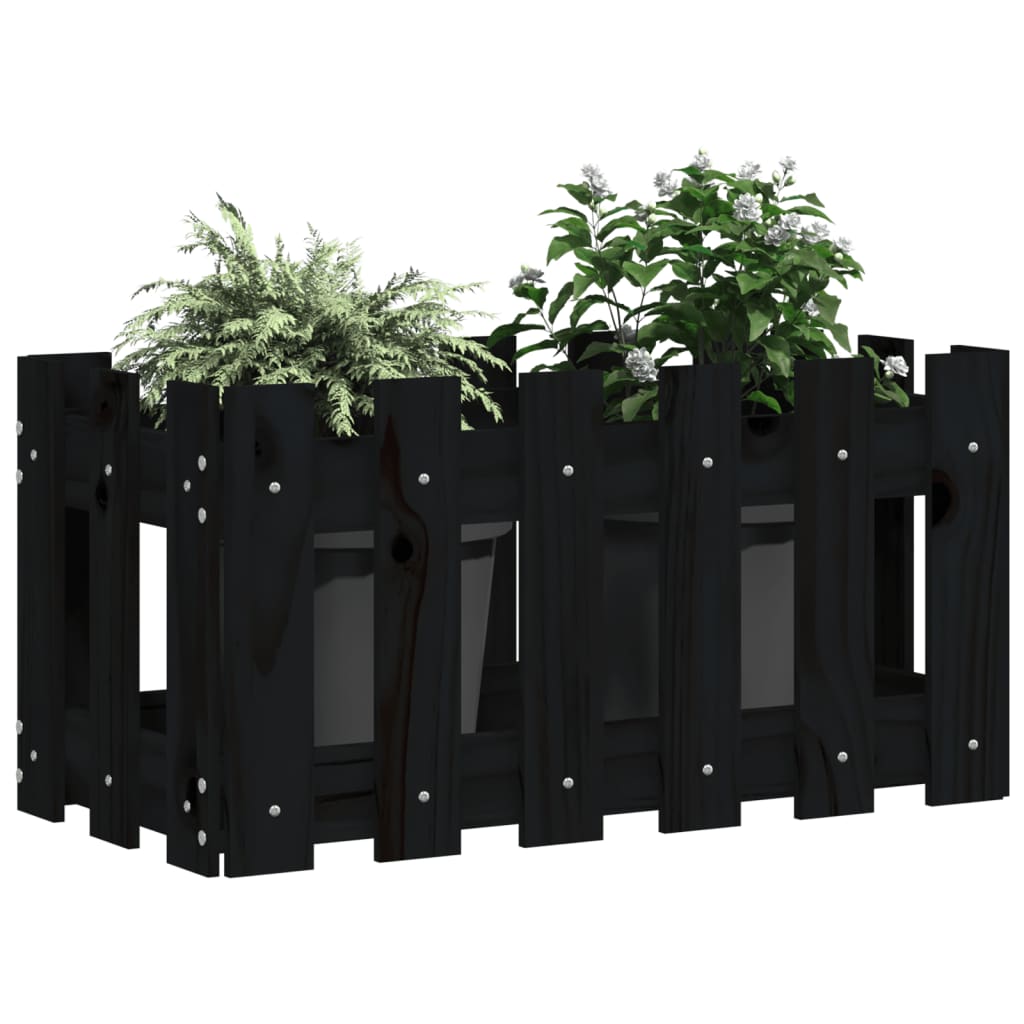 Vidaxl Planning box with fence design 60x30x30 cm Solid pine black