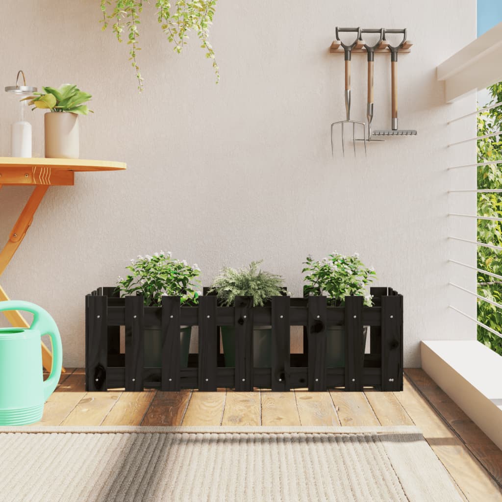 Vidaxl Planter inseent HEK Design 100x30x30 cm borove lesene črne barve