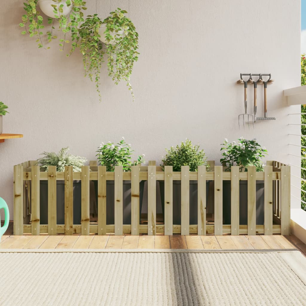 Vidaxl Planter Raised Fence Design 200x50x50 cm Impregnated Wood