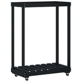 Vidaxx log holder with wheels 76.5x40x108 cm pine wood black