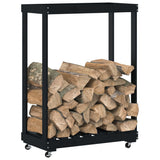 Vidaxx log holder with wheels 76.5x40x108 cm pine wood black