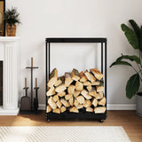 Vidaxx log holder with wheels 76.5x40x108 cm pine wood black