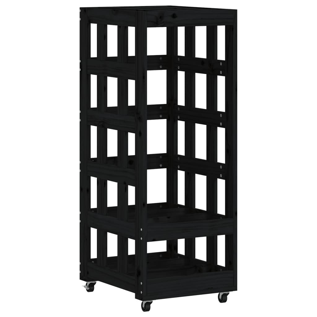 Vidaxx log holder with wheels 40x49x110 cm solid pine wood black