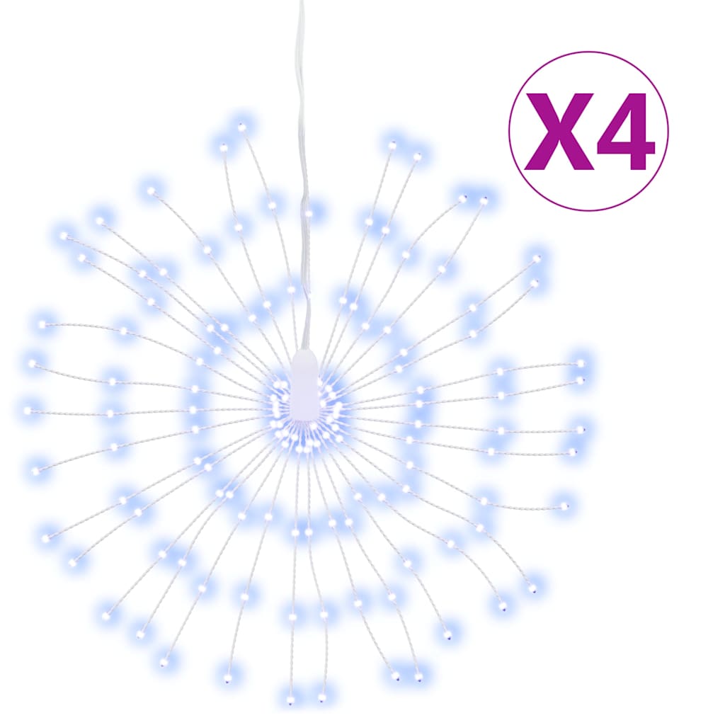 Vidaxl Božična razsvetljava Fireworks 4 St 140 Hladne bele LED 17 cm