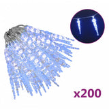 Vidaxl Christmas lights icicles 200 blue LEDs 20 m acrylic PVC