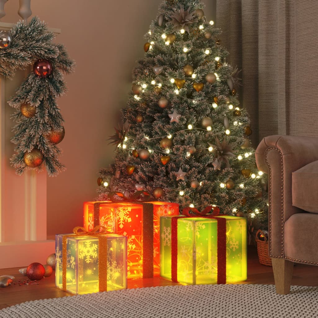 Vidaxl Christmas Figure Gift box 3 ST Lighten 64 Warm -White LEDs