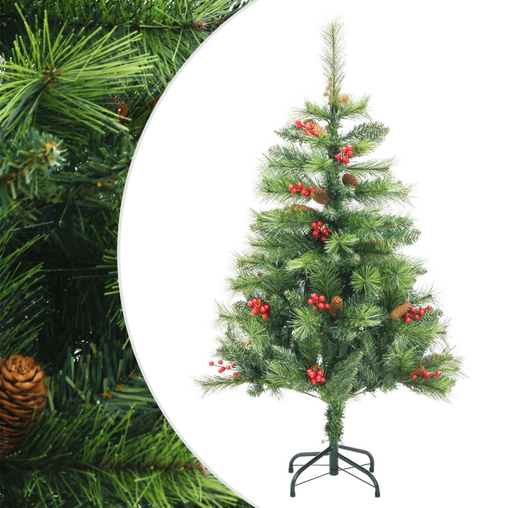 Vidaxl Kunstkerstboom with hinges pine cones and berries 150 cm