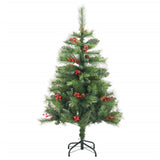 Vidaxl Kunstkerstboom with hinges pine cones and berries 150 cm