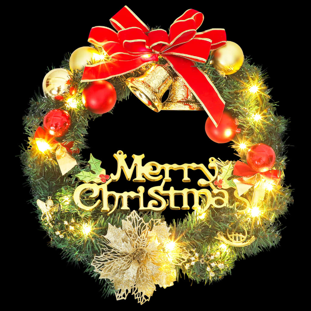 VidaXL Christmas wreath with 35 LEDs 60 cm green