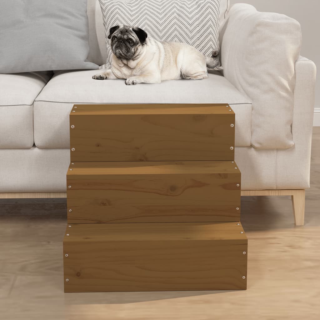 Vidaxl Pet staircase 40x37.5x35 cm Solid pine honey brown