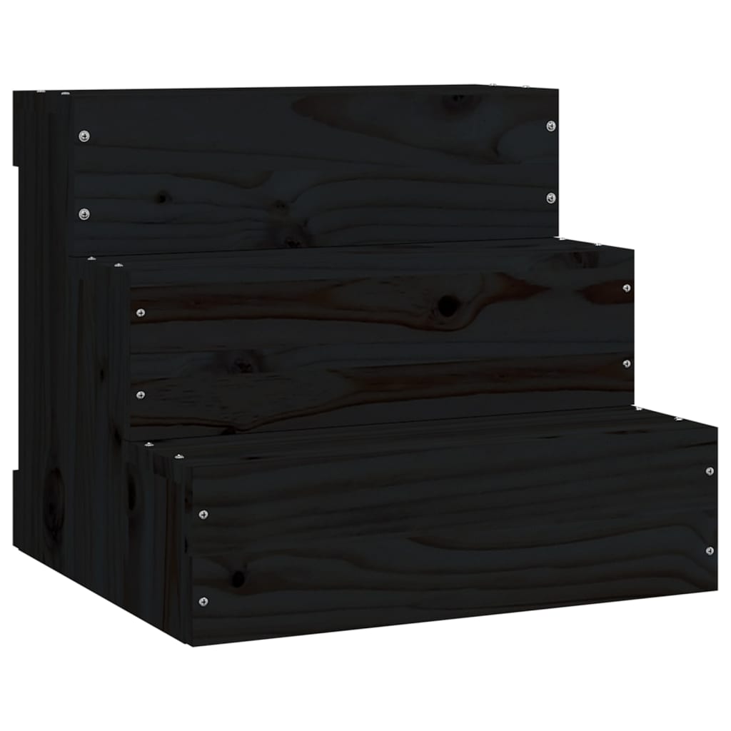 VidaXL Pet staircase 40x37.5x35 cm Solid pine wood black