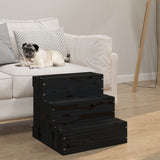 VidaXL Pet staircase 40x37.5x35 cm Solid pine wood black