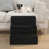 VidaXL Pet staircase 40x37.5x35 cm Solid pine wood black