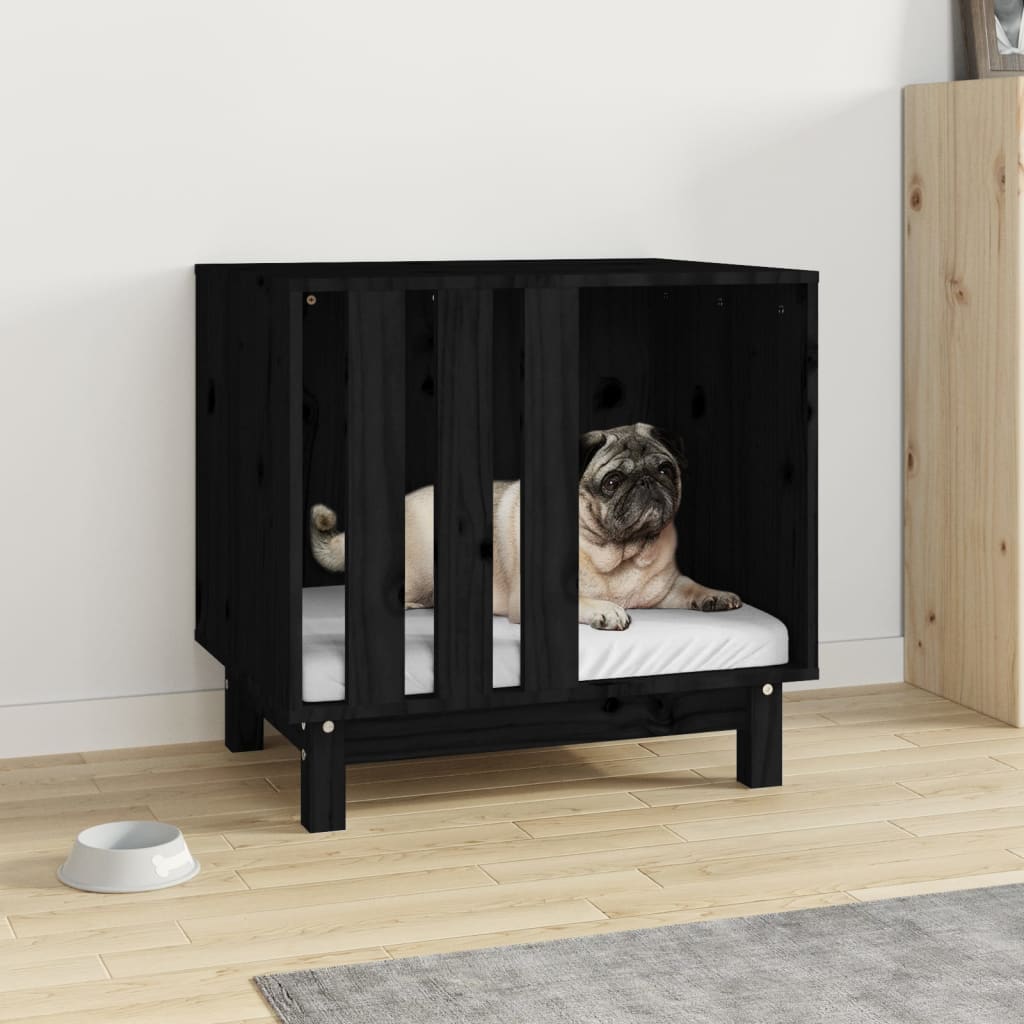 Vidaxl Dog Loft 60x45x57 cm Solid Pine Black