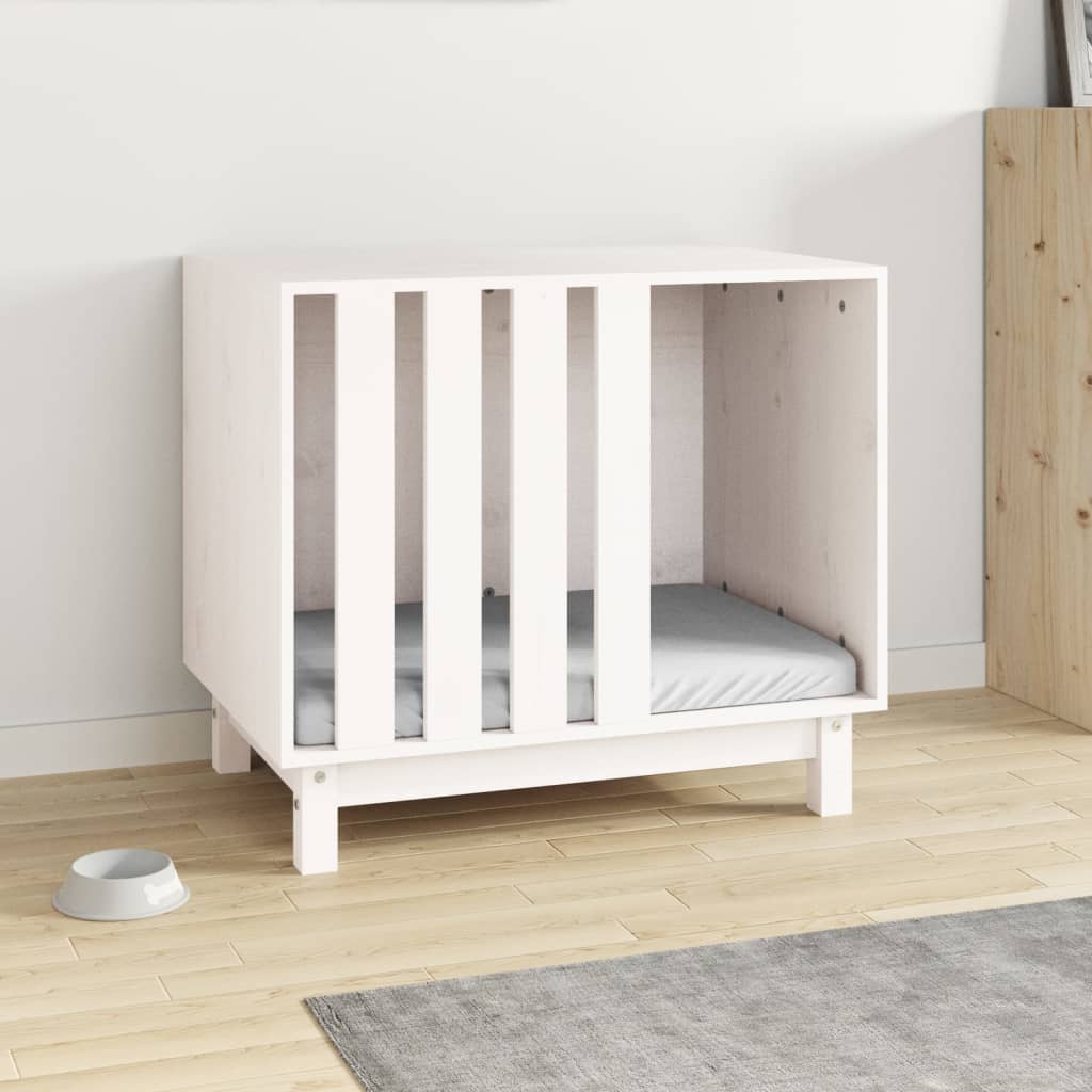 Caseta para perros VidaXL 70x50x62 cm madera maciza de pino blanco