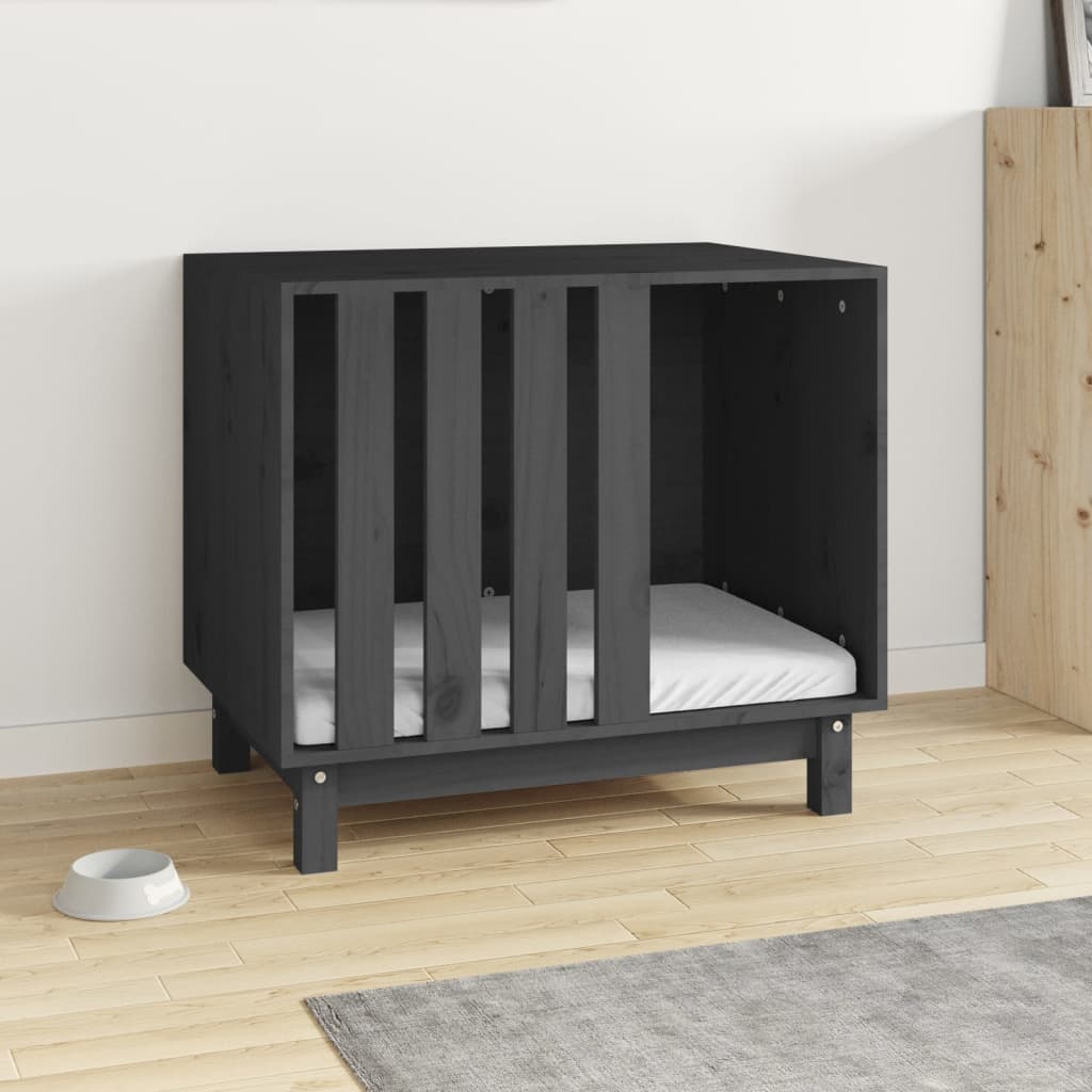 VidaXL Budka dla psa 70x50x62 cm z litego drewna sosnowego, szara