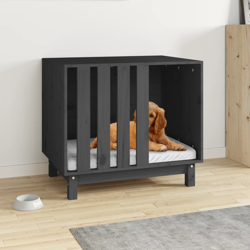 VidaXL Budka dla psa 70x50x62 cm z litego drewna sosnowego, szara