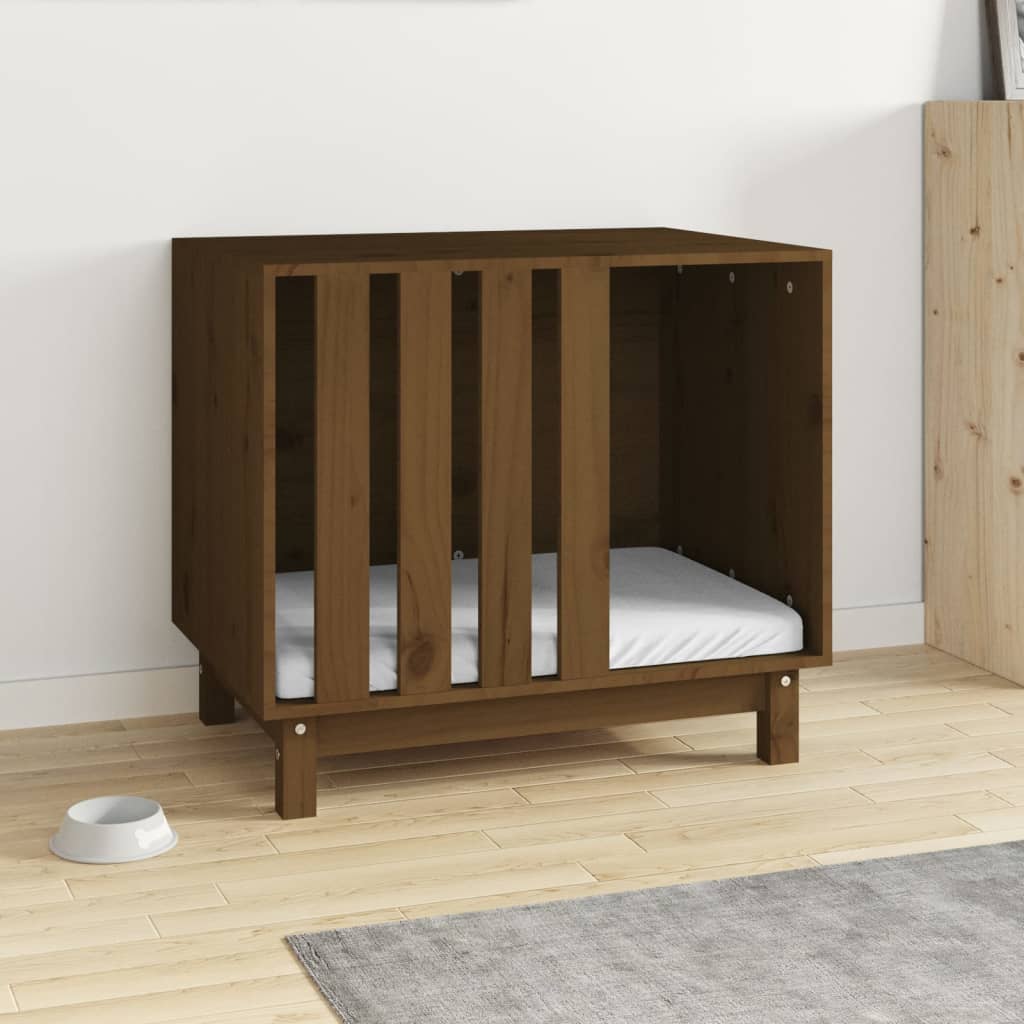 VidaXL Caseta para perros 70x50x62 cm madera maciza de pino marrón miel