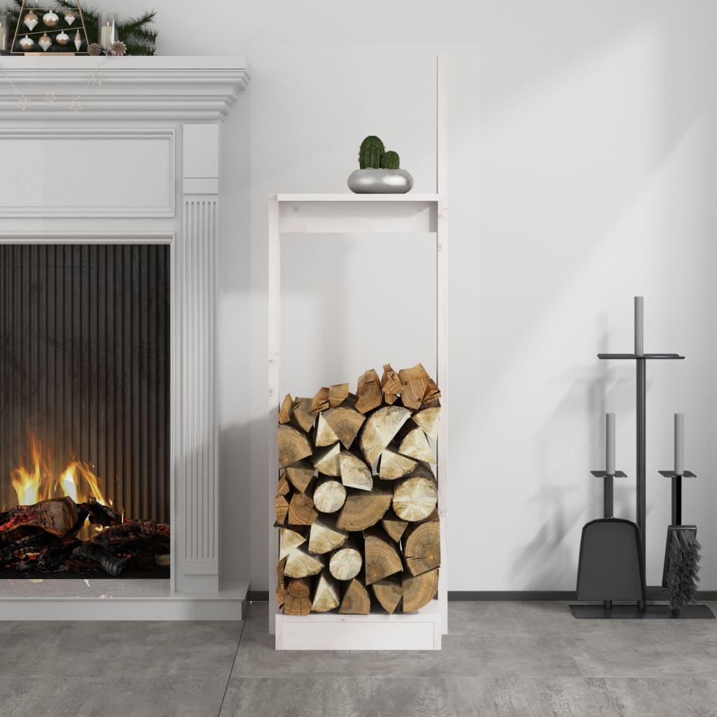 VidaXL Log holder 33.5x30x110 cm solid pine wood white