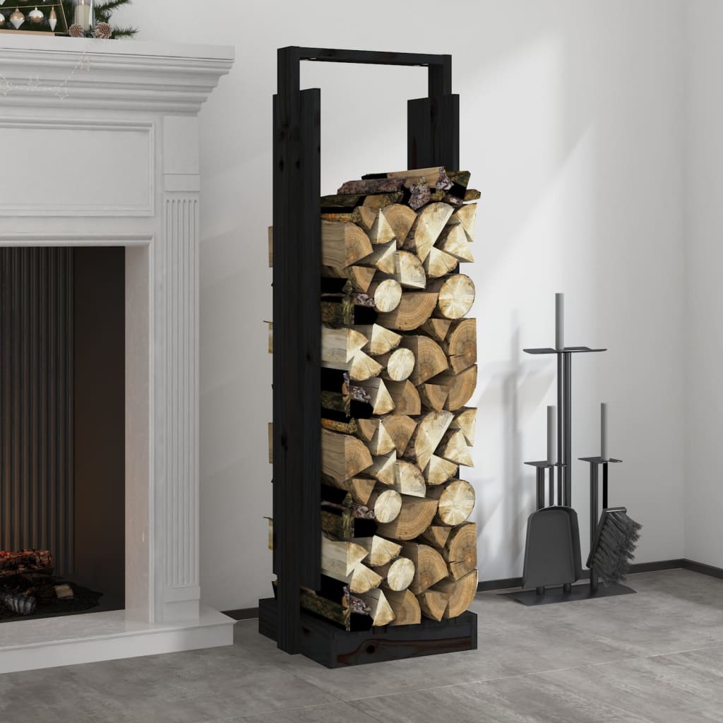 VidaXL wood block holder 33.5x30x110 cm Solid pine black