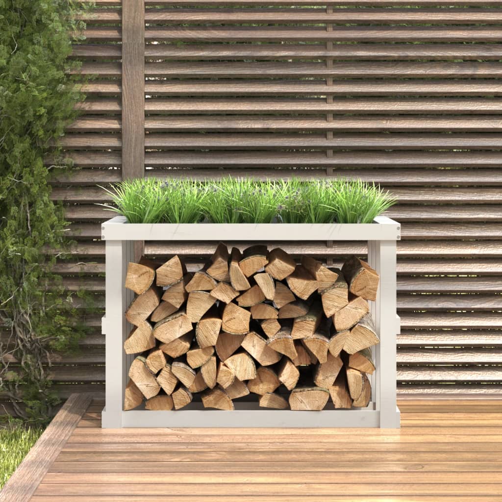 Vidaxx wood log holder 108x52x74 cm solid pine wood white