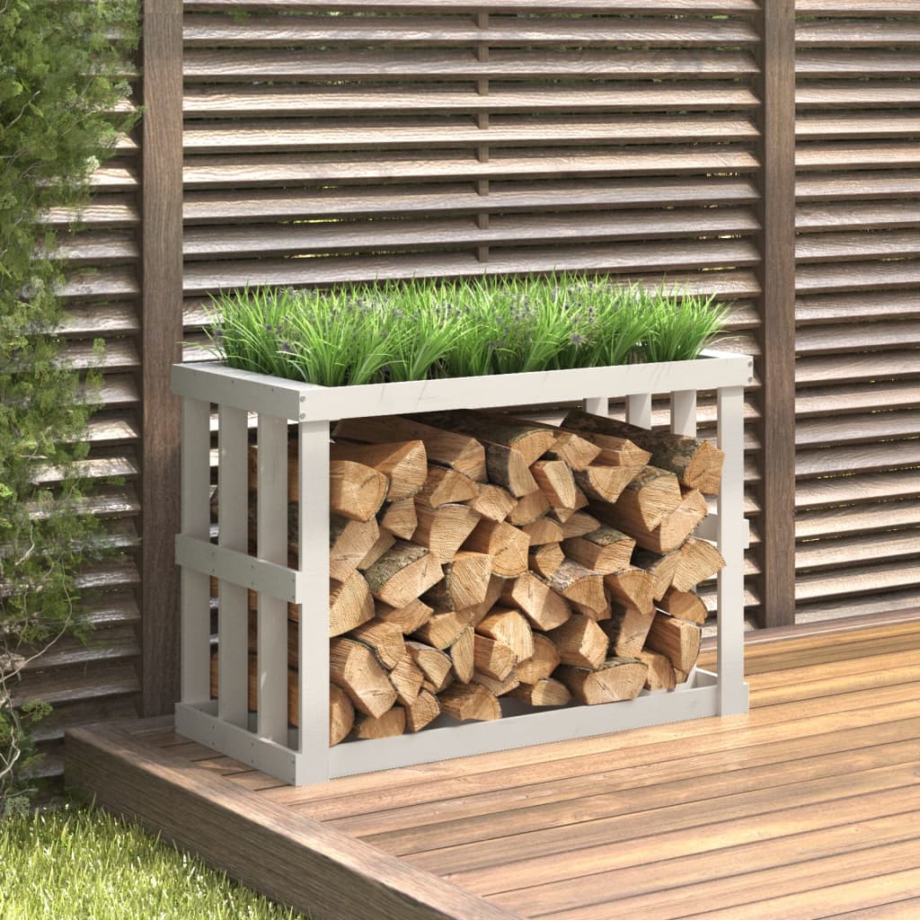 Vidaxx wood log holder 108x52x74 cm solid pine wood white