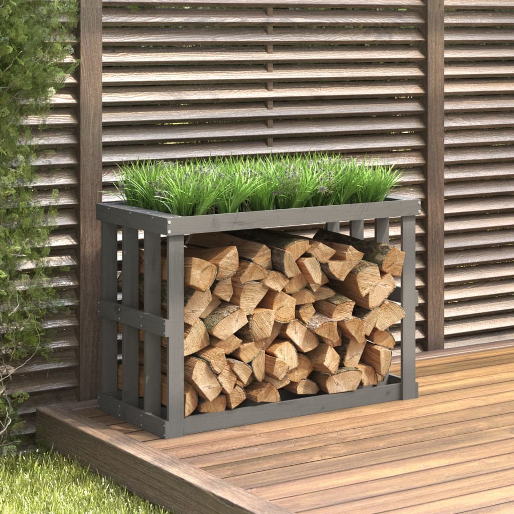 VidaXL wood block holder 108x52x74 cm Solid pine Gray