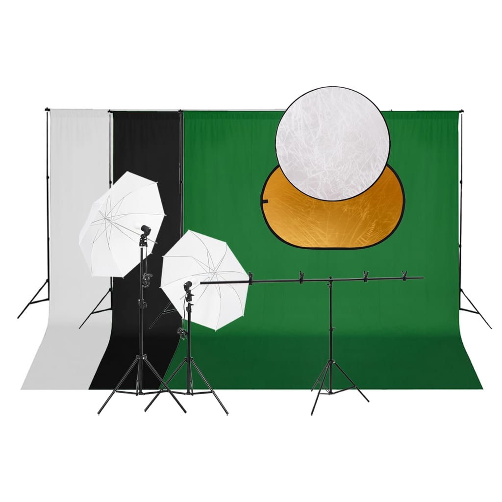VidaXL Photo Studio Set with Lighting Set, Background and Reflector