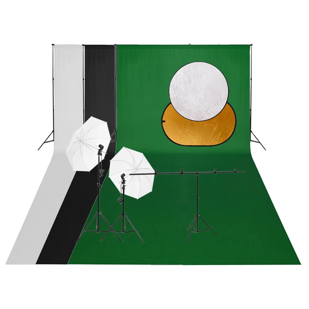 Vidaxl Photo Studio Zestaw z zestawem oświetlenia tła i odbłyśnik